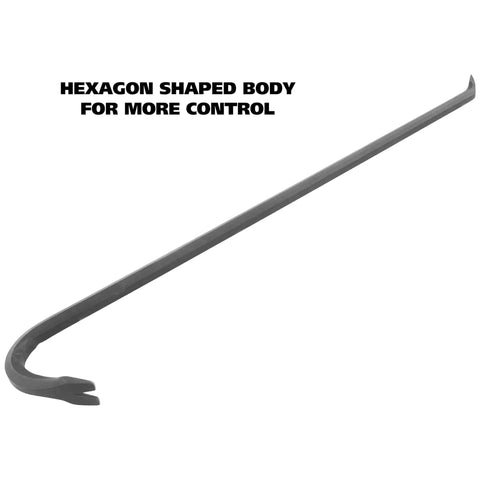 36 Inch Pry Bar With Drop Forged Steel Build, Rust Resistant Crowbar showing hexagon shaped body for demolition tasks