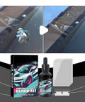DIY Windshield Crack Repair Kit For Chips And Stars Quick Glass Fix That Stops Cracks From Spreading Easy No Removal Car Windshield Repair For A Clear Finish In Minutes, shown with repair bottle, applicator, and repaired glass example.