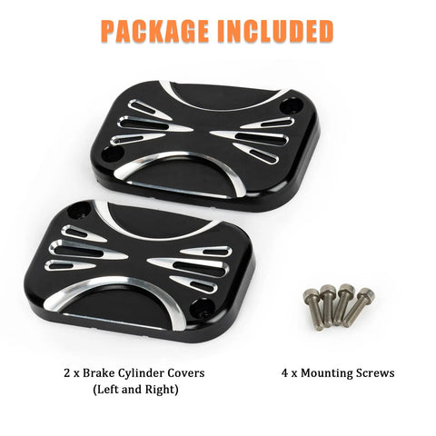 Clutch Master Cylinder Cover For Harley Touring And Glide Models, Ride Ready Front Brake Reservoir Cap package with screws