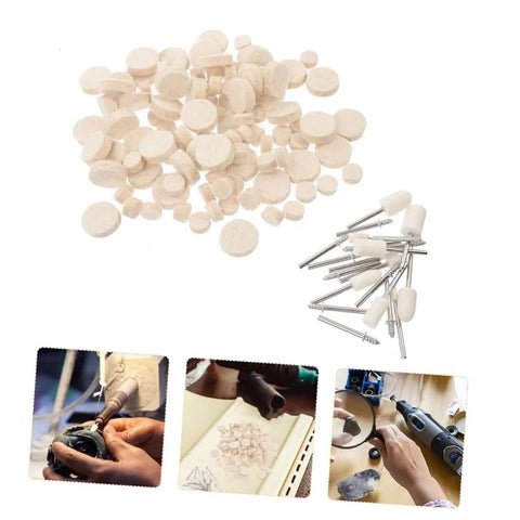 Image of 120 Pcs Wool Polishing Wheels Set With Arbor Shank Buffing Pads Kit For Drill Polisher, Heavy Duty Pro Grade Wool Felt Buffs.
