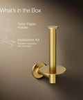 Vertical Wall Mounted Euro Toilet Paper Holder, Solid Brass Build, No-Fuss, Corrosion-Resistant Finish shown with installation kit