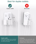 Comparison image showing Badass Surge Protector Outlet Extender with duplex outlet compatibility and secure screw feature.