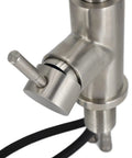 Maqulae 304 Stainless Steel Kitchen Faucet with Rotatable Gooseneck for close-up of handle and connection details.