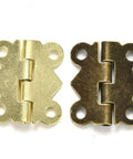 Mini Hinges 20x17mm For Dollhouse Wood Boxes Cabinets And Jewelry Boxes, pack of 10, shown in brass finish, side by side