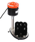Heavy Duty Commercial Electric Glass Cup Washer Featuring Five Brush Wine Glass Cleaning Machine and Six Hundred Cups Per Hour setup with black brushes.