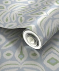 Upgrade Your Interior Game With This Rad Boho Ikat Soft Silver Metallic Wallpaper featuring a fibrous finish, 24 by 324 inches roll.