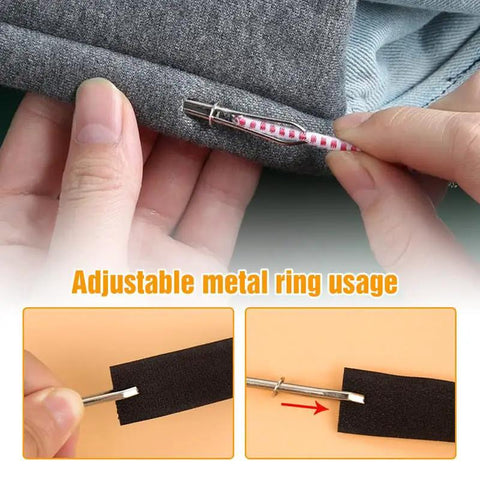 Using DIY Rope Threader Clip Set For Drawstrings And Elastic Cords With Tweezers 2 Pack Metal Sewing Tool in garment