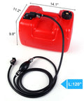 6L Portable Boat Tank With 3 Gal Capacity, Outboard Marine Fuel Tank, 9.8 Ft Hose, impact-resistant HDPE material