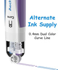 Close-up of Dual Color Highlighter Pens Set with One Stroke Two Colors 6 Vibrant Inks, highlighting alternate ink supply system.