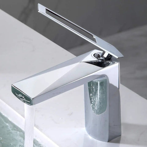 Luxurious Polished Chrome Modern Bathroom Faucet With 1 Hole And Single Handle Brass Body With Zinc Handle Queen Series Boss Level Upgrade
