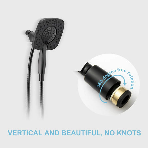 Kink Free Stainless Steel Shower Hose 60 Inch Matte Black With Brass Insert And Nut Anti Kink Flexible Handheld Shower Attachment Image
