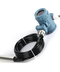 Pro Grade Submersible Level And Pressure Transmitter With LED Display And 0 To 5V Analog Output For Real Time Water Level Monitoring Industrial Pressure Sensor And Display Controller, side view with coiled cable.