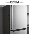 4 Pack Kid Proof Refrigerator Locks With Adhesive No Tool Install ABS Material Modern Black Finish on stainless fridge
