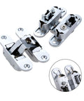 Two Pack Zinc Alloy Hidden Folding Door Hinges 23x95mm For Cabinets And Counters Concealed Mount, close-up of hinge details