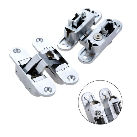 Two Pack Zinc Alloy Hidden Folding Door Hinges 23x95mm For Cabinets And Counters Concealed Mount, close-up of hinge details