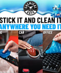 Sticky Icky Car Cleaning Gel With Green Apple And Strawberry Scent Fast Detailing Kit cleaning car vents, keyboards, and remotes