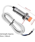 Inductive Proximity Sensor 3 Wire DC Switch For Metal Detection with total length of 125cm, ideal for 3D printers and CNC machines.