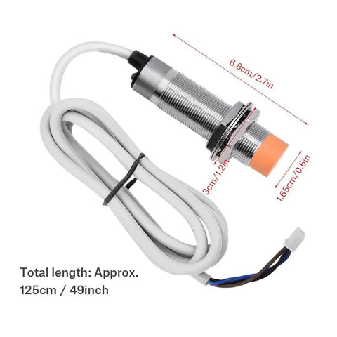 Inductive Proximity Sensor 3 Wire DC Switch For Metal Detection with total length of 125cm, ideal for 3D printers and CNC machines.