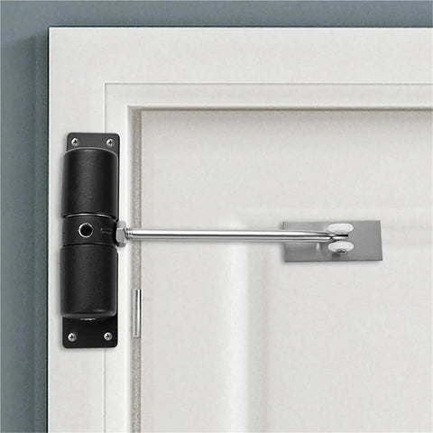 Premium Automatic Door Closer Aluminum Alloy Adjustable Closing Hinge With Wear Resistant Rebound Stopper Black Finish