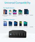 Six Port 60W USB Charging Hub For iPhone iPad MacBook Galaxy LG HTC And More With Fast Charging Tech And Overload Protection