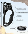 Go-To Climbing Hand Ascender For 8-13mm Rope Left Or Right Hand Durable Aluminum Mountaineering Gear Tool Showing Dimensions