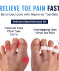 Hammer Toe Corrector Gels With All Day Relief For Crooked And Overlapping Toes Soft Cushioned Support Symptomatic Toe Alignment White 3 Loop Design 2 Pairs Comfortable Gel Fit For Men And Women diagram with red toe pain marker