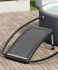 Heavy Duty Solar Pool Heater With Fully Adjustable Aluminum Legs Quick To Install For Lazy Weekend Soaks And Hella Stable Design on wooden deck.