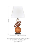 Sports Fan Youth Table Lamp 24 Inch Baseball And Football Athletic Desk Lamp In Brown And Orange, Sturdy Polyresin Base, Perfect Nightstand Light For Kids Bedroom And Study, stacked balls design, dimensions
