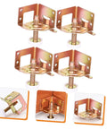 Rock Solid Adjustable Cabinet Levelers With Swivel Floor Cups For Tables And Workbenches Custom Height Design Makes Setup Hella Quick And Keeps Floors Totally Scratch Free In Rose Gold Steel Four Pack image showing four levelers with swivel cups.