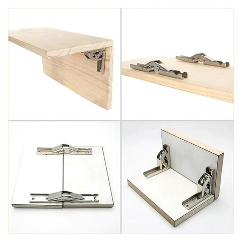 Sturdy Stainless Self Closing Reversible Door Hinge Set Two Piece With Self Locking Folding Bracket for cabinets and doors