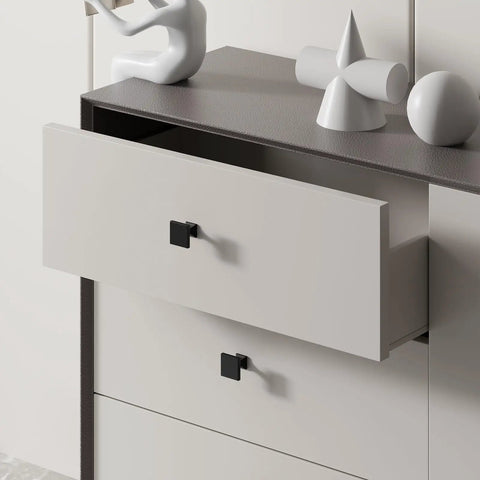 Open drawer with 30 Pack Matte Black Square Cabinet Knobs For Dresser Drawers Zinc Alloy Kitchen Cabinet Hardware, 1.1 inch size