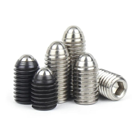 Top Shelf Heavy Duty 304 Stainless Steel Spring Ball Plungers Hex Socket Allen Grub Set Screws Rock Solid Corrosion Proof Fasteners For Industrial Machinery And Auto Repair Projects M16 By 25 Millimeter Two Pack in black and silver.