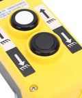 Pro Grade Rainproof Industrial Pushbutton Switch For Cranes And Hoists Up Down Driving Controller IP68 Strong Frame Flexible Buttons For Machines Automation Control AC2 yellow dual-button controller with up-down arrows, PC flame-retardant body