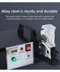 Built Different Heavy Duty Electric Wire Stripper Crimping Tool With Swap Out Die Sets Auto Terminal Crimper showing alloy steel mouth mold and controls.