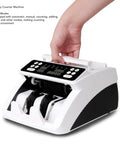 Ultra Fast Money Counter Time Saver For Mixed Denominations And Multi Currency Value Counting, Bills Counter Machine with hand demonstrating use.