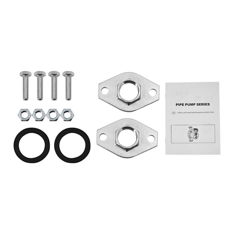 Top Shelf 1/8HP 115V Stainless Steel Cartridge Circulator Pump Replacement For 009BF5J Models installation hardware kit including bolts, nuts, gaskets, and manual.