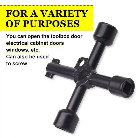 Six Piece Handy Electrical Cabinet And Utility Key Set With Four Way Panel Square Triangle And Cross Keys black zinc alloy tool