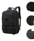 Black rugged hiking backpack for outdoor adventures and weekend trips, daypack travel pack with all weather durability, multiple pockets