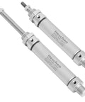 Slim Pneumatic Air Cylinder MAL 16 50 With 16mm Bore And 50mm Stroke Double Acting M5 Port shown in silver finish.