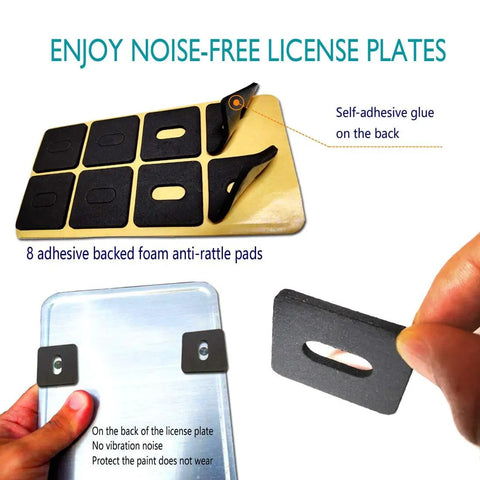 Anti Theft License Plate Screws Set In Rust Resistant Stainless Steel Tamper Proof Security Bolts with black anti-rattle pads