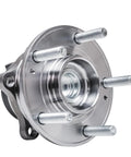 Rear Wheel Bearing And Hub Assembly 2 Pack For Hyundai Santa Fe Santa Fe Sport Santa Fe XL Veracruz Sorento 5 Lug FWD ABS Compatible 2007 To 2020 Direct Fit OEM Grade Quality Long Lasting Great For DIYers And Pros, showing a metal hub with five studs for rear wheels.