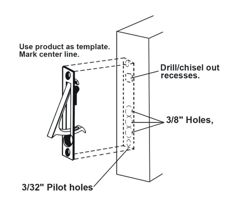 Illustration of Solid Brass Edge Pull Handle 4 Inch Satin Nickel For Pocket Doors And Sliding Doors installation guide