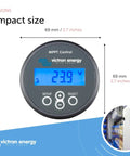 MPPT Solar Charge Controller with Remote Monitoring, compact size display, 69 mm dimensions for efficient battery charging on the go.