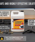 Slap It In Your Tank For A Spotless Finish With This Heavy Duty Ultrasonic Gun Cleaner Solution Concentrate For Metal Firearms Carbon Removal And Tool Degreasing One Gallon with jug on display and firearm parts.
