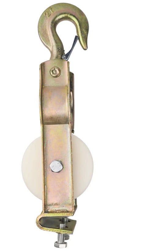 Workhorse Heavy Duty Cable Pulley Bracket For Low Voltage And Network Installations, steel mount with nylon wheel, 2 ton capacity