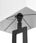 58 Inch Floor Lamp In Matte Black Finish With White Linen Rectangular Shade, Modern Geometric Cutout Design, E26 Base, switch view