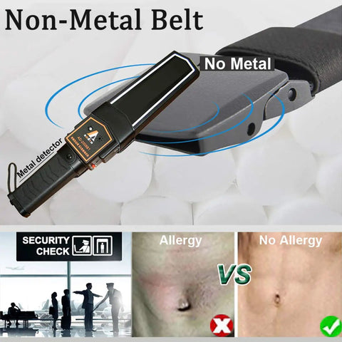 Mens Military Tactical Web Belt No Metal Buckle Nylon Webbing Black Adjustable From 28 To 42 Inches Hole Free Design Airport Friendly Hypoallergenic Comfortable Everyday Belt For Work Outdoor And Casual
