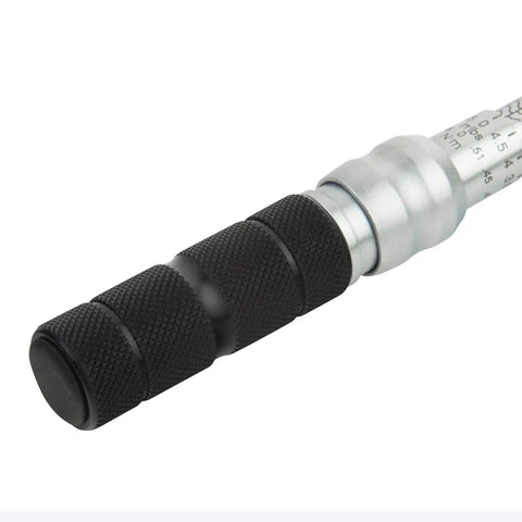 Quarter Inch Drive 60 Tooth Torque Wrench with 10 To 50 Inch Pounds, knurled aluminum handle section for rock solid grip
