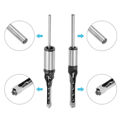 These Kickass Woodworking Drill Bits Feature Two Top Notch Square Hole Chisels For Fast Hollow Mortising On Any Lumber Project Including Half And Five Sixteenths Inch Sizes Today: close-up of square hole chisel drill bits, showing detail and design.