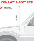 3 Foot Fiberglass CB Radio Antenna In Black, Pre Tuned For 26 To 29.5 MHz, VibraSorb Anti Breakage Design on vehicle illustration